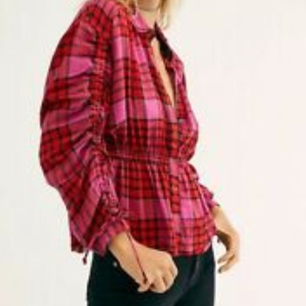 free People Pacific Dawn Drawstring Plaid Shirt